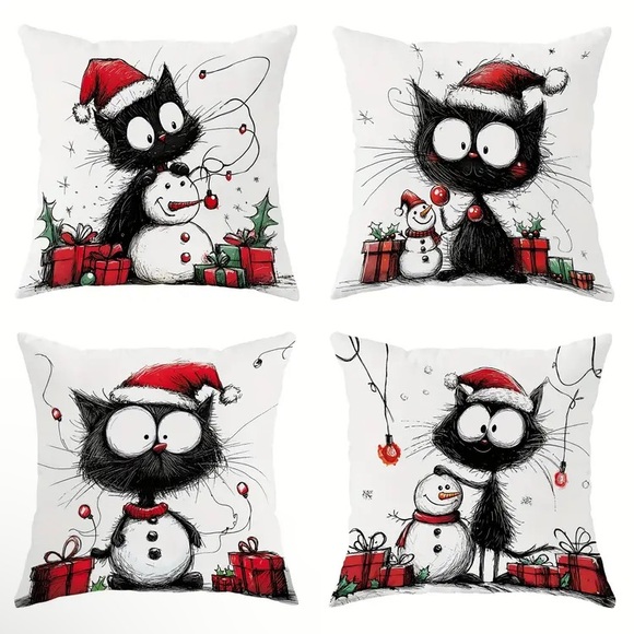 Crazy Cats Christmas Throw Pillow Cover - Pick 1 - Picture 4 of 7
